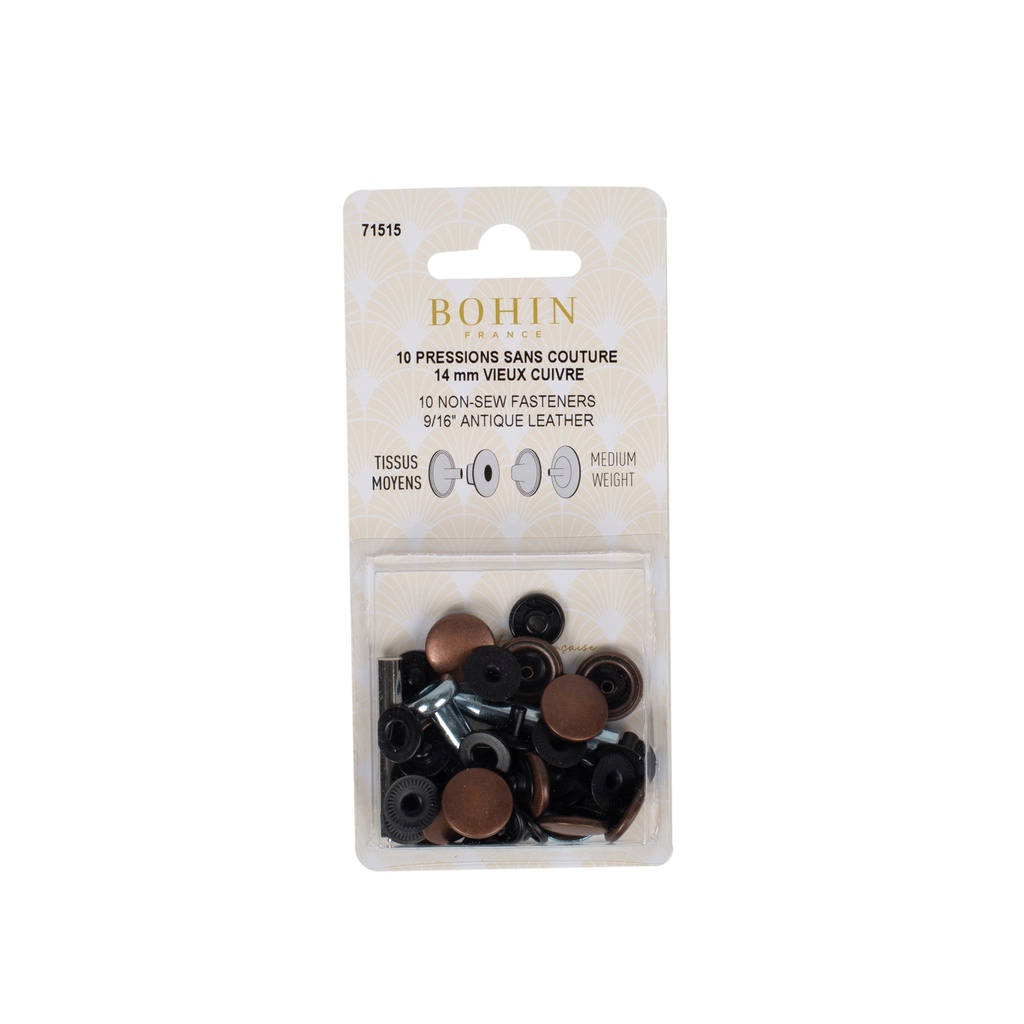 Boutons pression pour tissus moyens sans couture