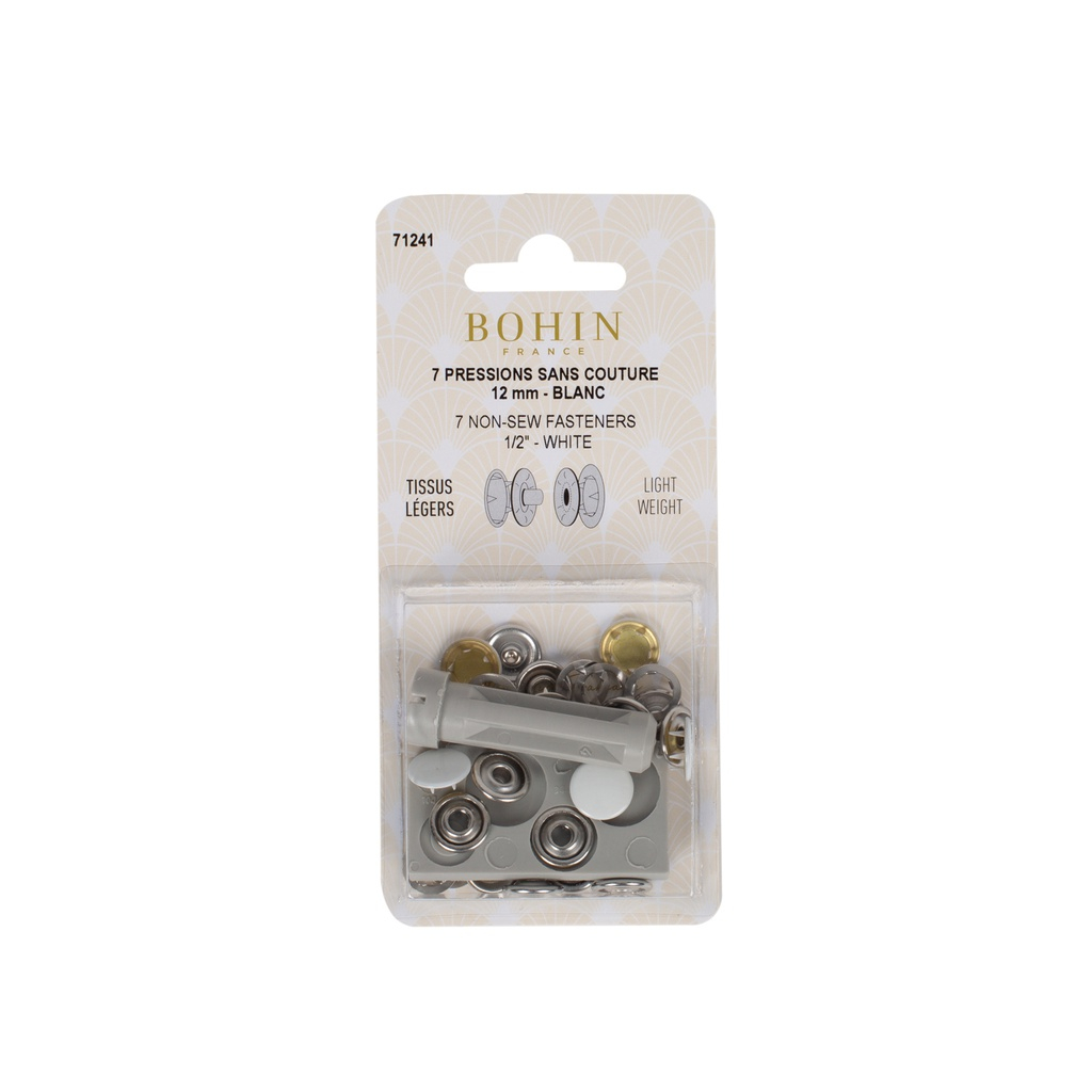 Boutons pression "couleur" pour tissus légers sans couture