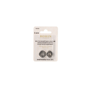 Blister-pack of 2 silvery 18 mm sewing magnetic snaps