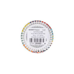 Disc of 40 extra fine glass head pins, assortment of colours - 30 mm - ø 0.60 mm