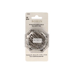 Box of 35 'Olive' safety pins - ball spring - No.  4 - 52 mm - ø 1.10 mm