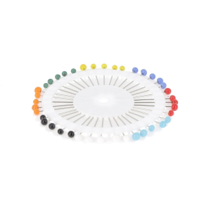 Hanging disc of 40 extra fine glass head pins, assortment of colours - 30 mm - ø 0.60 mm