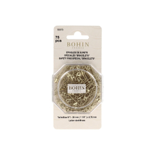 75 gilt brass safety pins - coiled spring - No.  28 - 0.75 mm