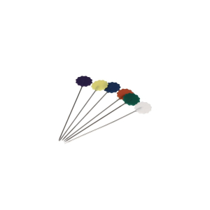 Box of 50 plastic flower head pins, assortment of colours - 50 mm - ø 0.65 mm